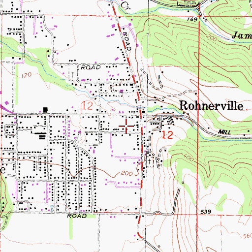 Topographic Map of Rohnerville Assembly of God Church, CA