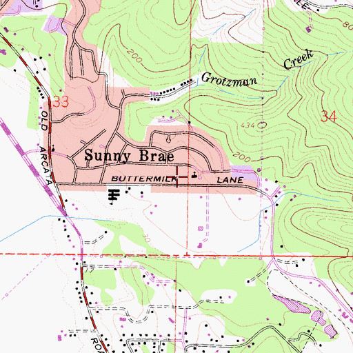 Topographic Map of Saint Albans Episcopal Church, CA
