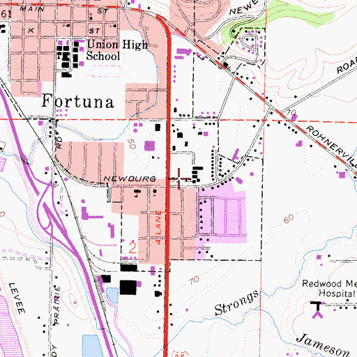 Topographic Map of South Fortuna Elementary School, CA