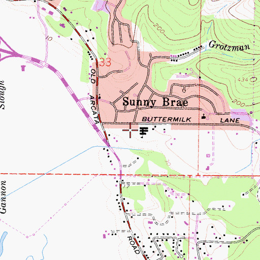 Topographic Map of Sunny Brae Middle School, CA