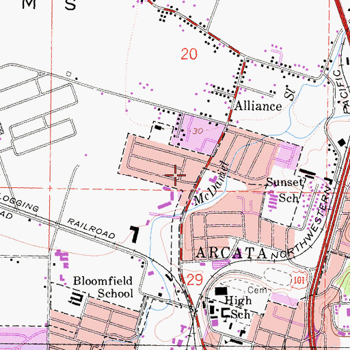 Topographic Map of Westwood Village Shopping Center, CA