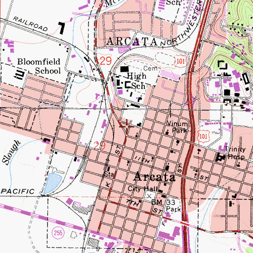 Topographic Map of Veterans Memorial Building, CA