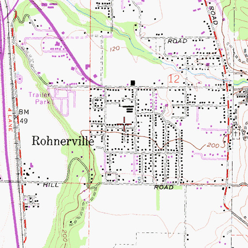Topographic Map of Wood Street Chapel, CA