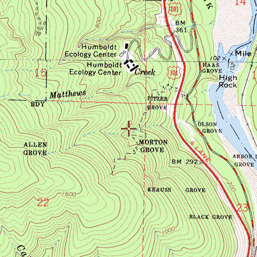 Topographic Map of Allens Trail, CA