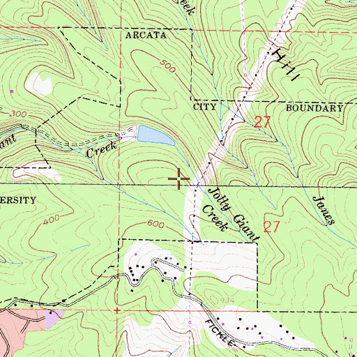 Topographic Map of Arcata Community Forest, CA