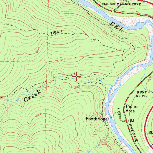 Topographic Map of Canoe Creek Loop Trail, CA