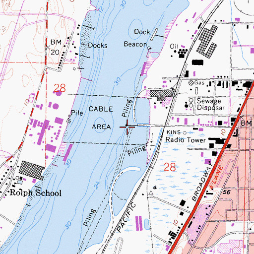 Topographic Map of Del Norte Street Fishing Pier, CA