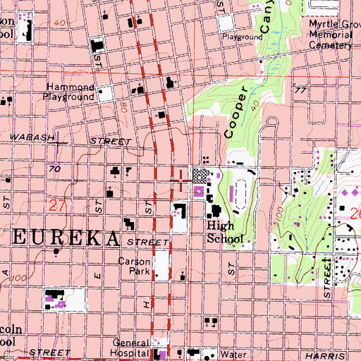Topographic Map of Eureka Senior High School, CA