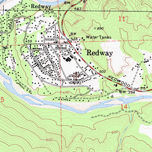 Topographic Map of First Baptist Church, CA