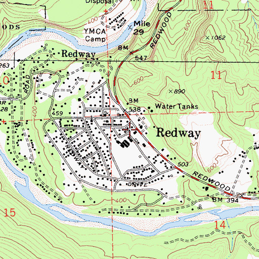 Topographic Map of Grace Lutheran Church, CA