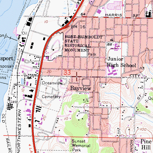 Topographic Map of Highland Park, CA