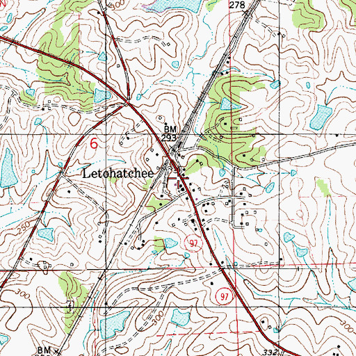 Topographic Map of Letohatchee Post Office, AL