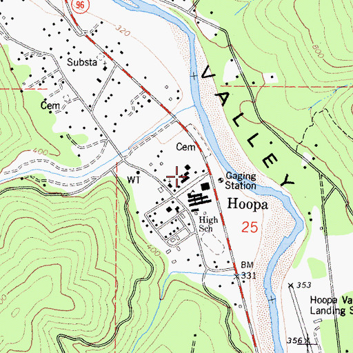 Topographic Map of Hoopa Valley Elementary School, CA