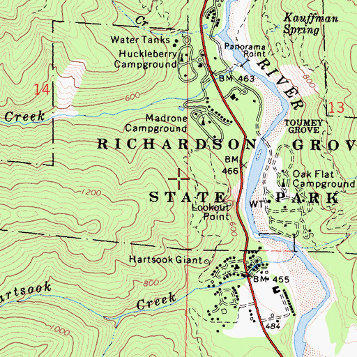Topographic Map of Lookout Point Trail, CA
