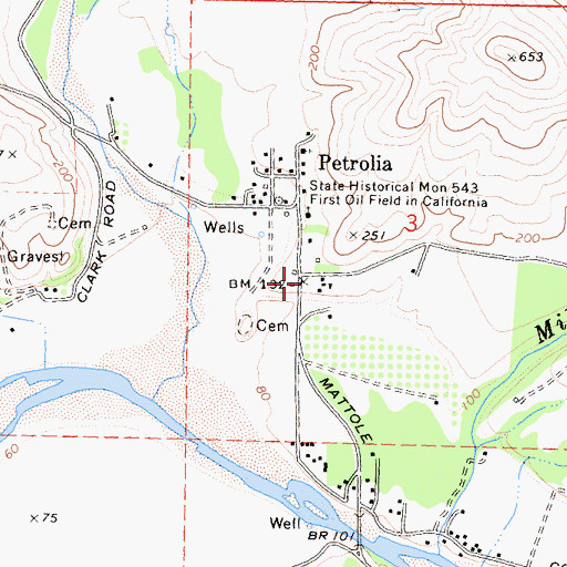 Topographic Map of Mattole Elementary School, CA