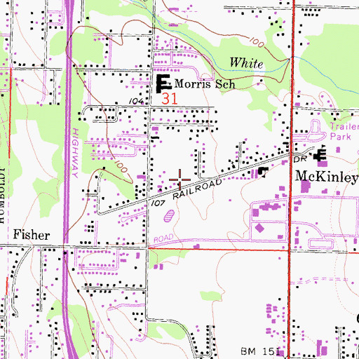 Topographic Map of McKinleyville Church of Christ, CA