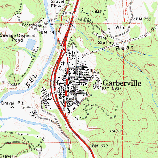 Topographic Map of Our Lady of the Redwoods Catholic Church, CA