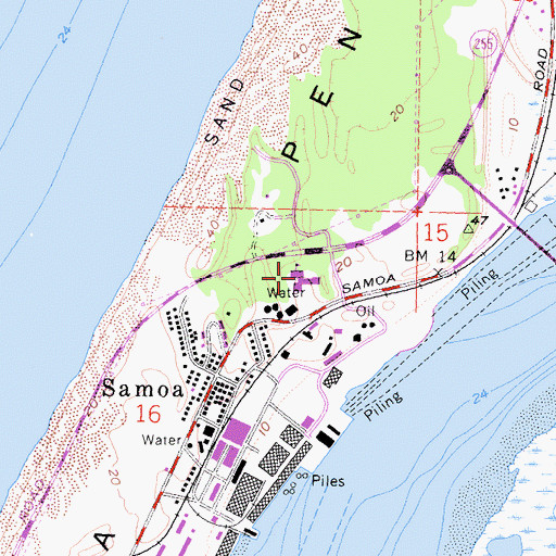 Topographic Map of Peninsula Union Elementary School, CA