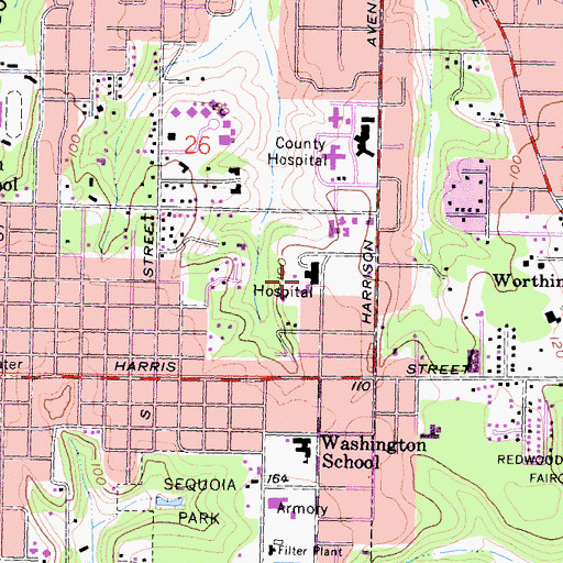 Topographic Map of Saint Joseph Hospital, CA