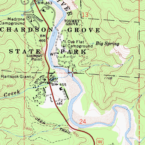 Topographic Map of Settlers Meadow, CA