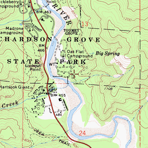 Topographic Map of Settlers Trail, CA