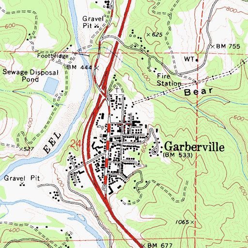 Topographic Map of Jerold Phelps Community Hospital, CA