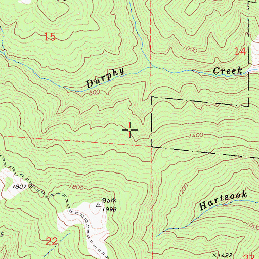 Topographic Map of Tan Oak Springs, CA