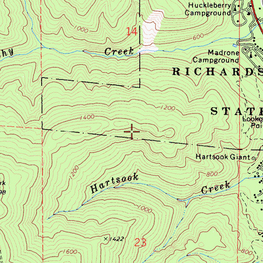 Topographic Map of Tan Oak Springs Trail, CA