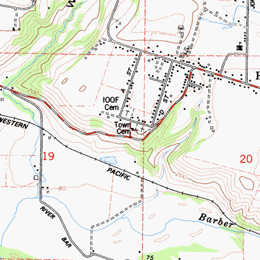 Topographic Map of Hydesville Cemetery, CA