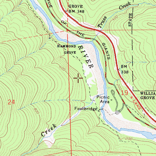 Topographic Map of Williams Grove Trail, CA