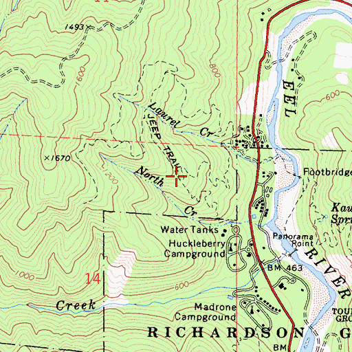 Topographic Map of Woodland Trail, CA