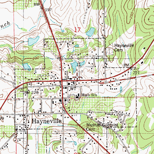 Topographic Map of Hayneville Post Office, AL