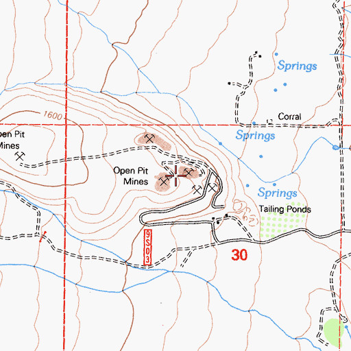 Topographic Map of Fish Springs Quarry, CA