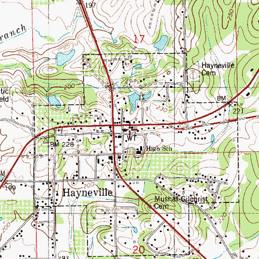 Topographic Map of Lowndes County Courthouse, AL