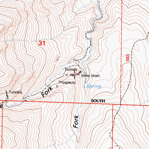 Topographic Map of Marble Tungsten Mine, CA