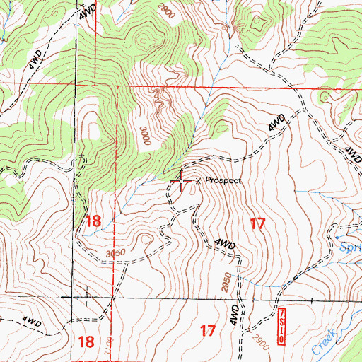 Topographic Map of Nunsinger Prospect, CA