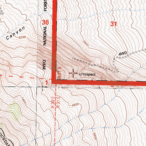 Topographic Map of Rattlesnake Prospect, CA
