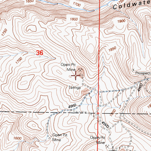 Topographic Map of Churchill Pit, CA