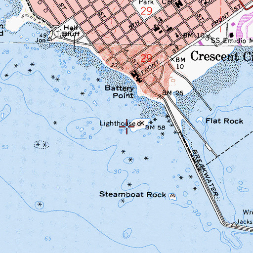 Topographic Map of Battery Point Island, CA