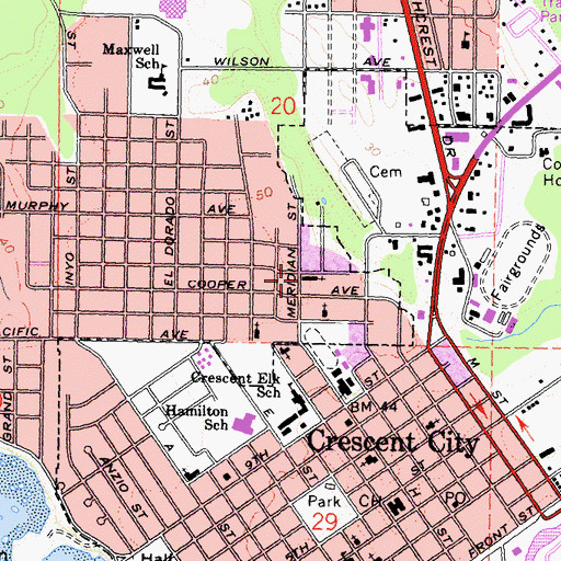 Topographic Map of Church of Christ, CA