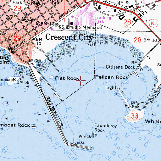 Topographic Map of Crescent Harbor, CA
