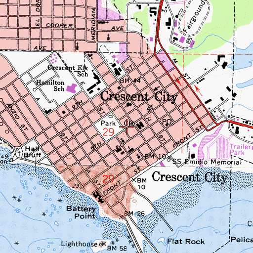 Topographic Map of Del Norte County Courthouse, CA