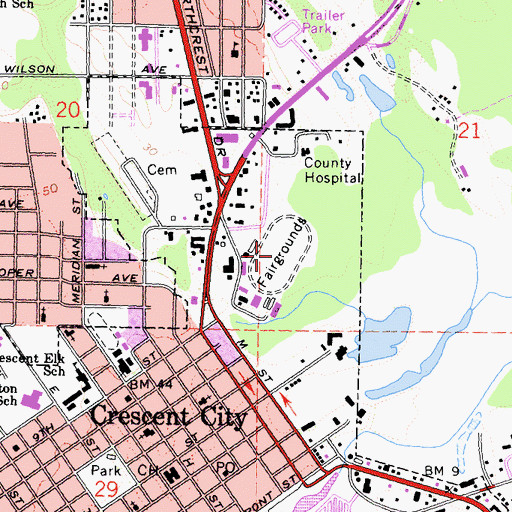 Topographic Map of Del Norte County Fairgrounds, CA