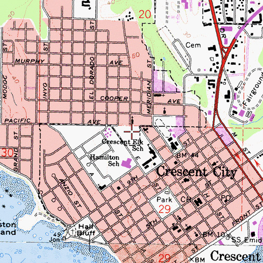 Topographic Map of First Baptist Church, CA