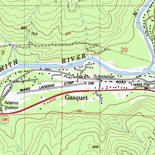 Topographic Map of Gasquet Bible Church, CA
