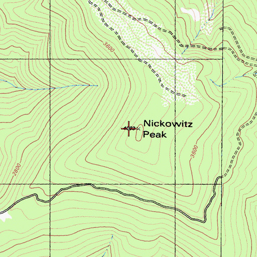 Topographic Map of Nickowitz Peak, CA
