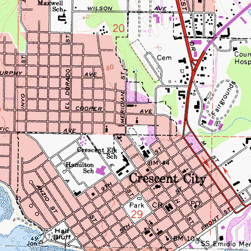 Topographic Map of Saint Pauls Episcopal Church, CA