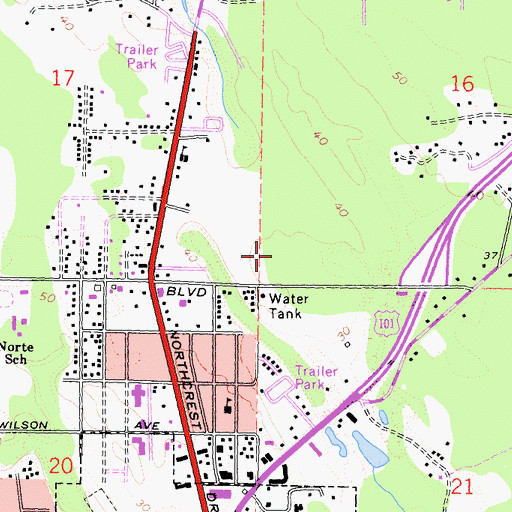 Topographic Map of Sutter Coast Hospital, CA