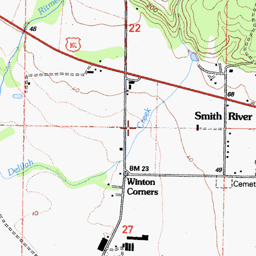 Topographic Map of Smith River Baptist Church, CA