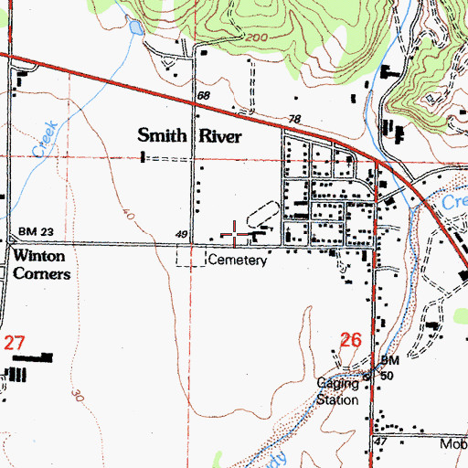 Topographic Map of Smith River Elementary School, CA